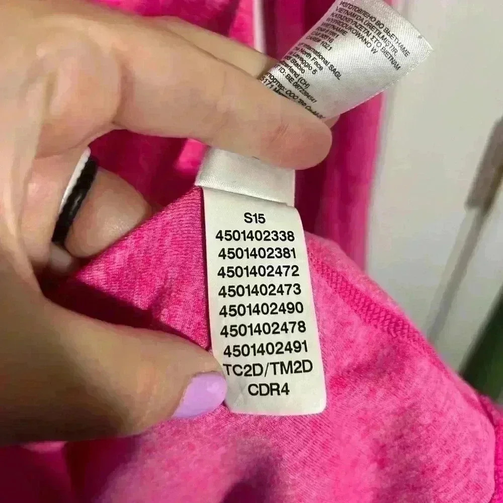 The North Face Quarter Zip Women’s Medium Pink/neon yellow 1/4 Zip long sleeve - Picture 9 of 12